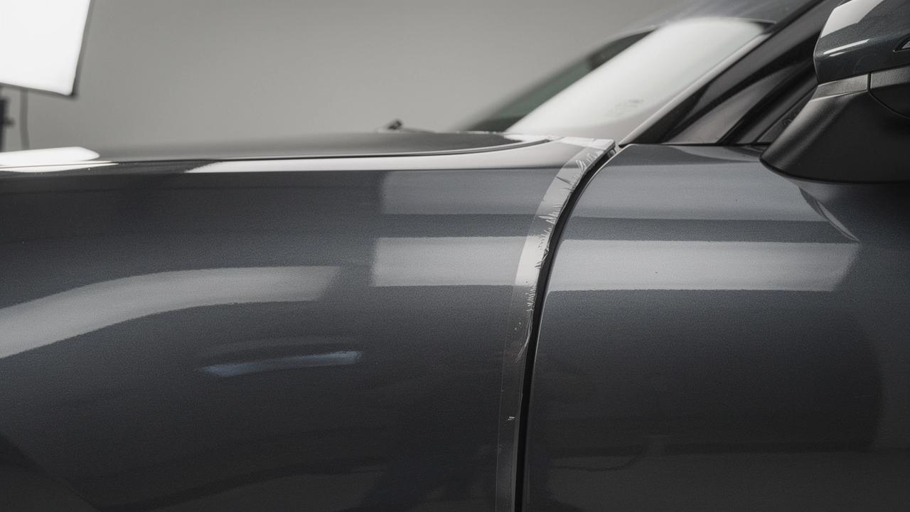 The same door panel after correction and 8 mil paint protection film